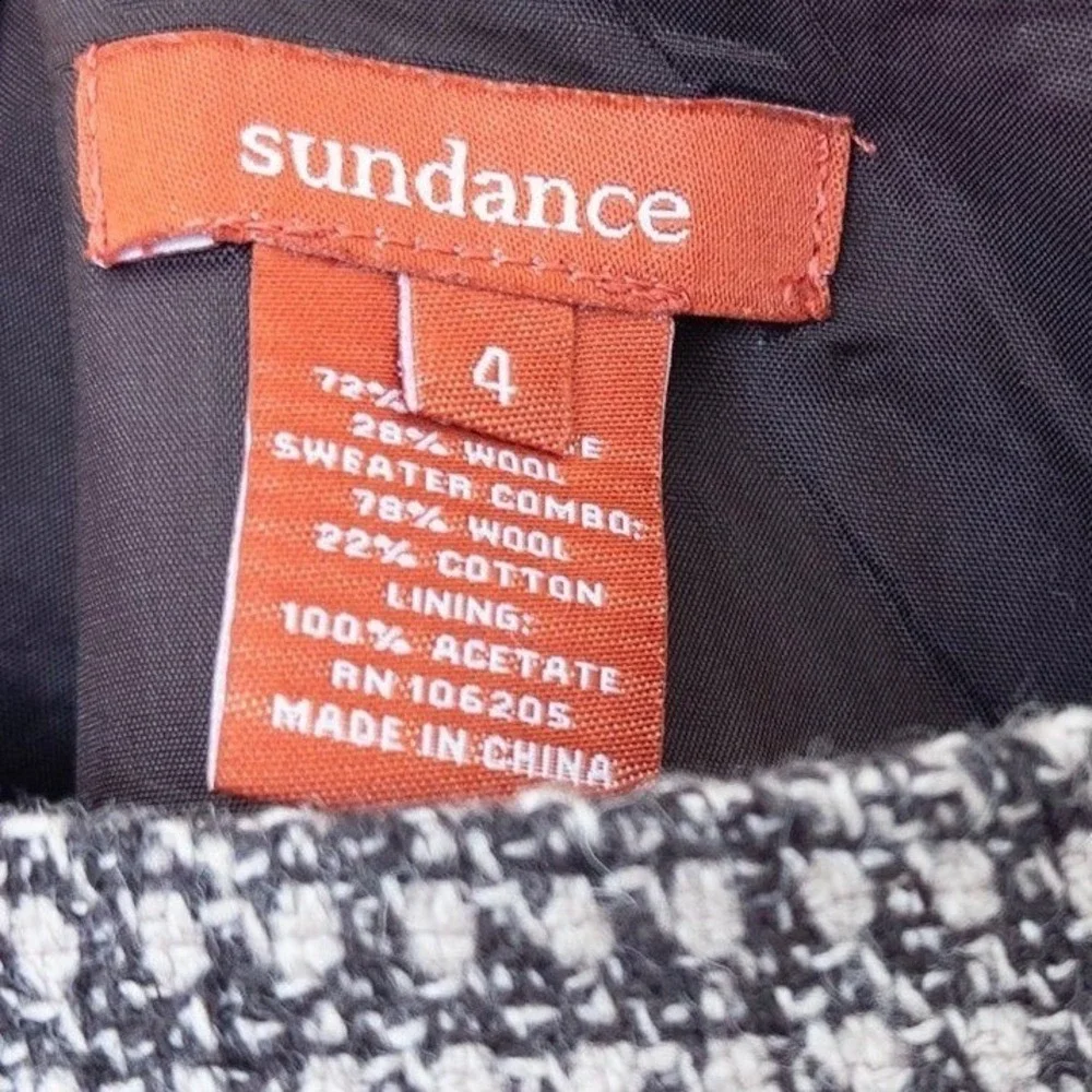 Sundance Houndstooth Wool Skirt Size 4 Brown Plaid Preppy Heritage Academia‎ 90s